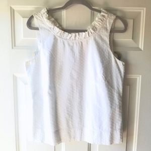 Vineyard🐳Vines Swiss Dot Ruffl Nck slvls top Sz10